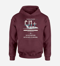 Thumbnail for Cessna Citation CJ1+ design on dark red double-side hoodie, single-side print