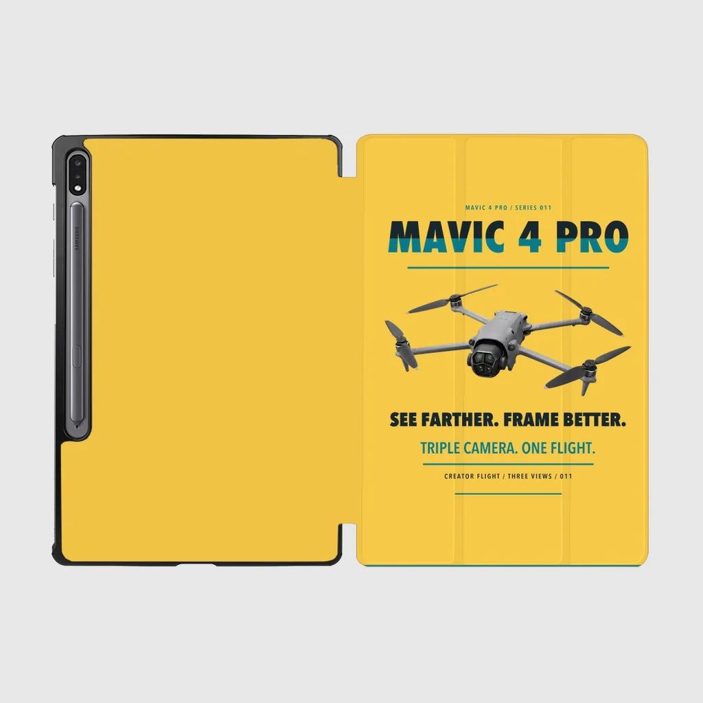 DJI Mavic 4 Pro design on yellow samsung tablet tablet case