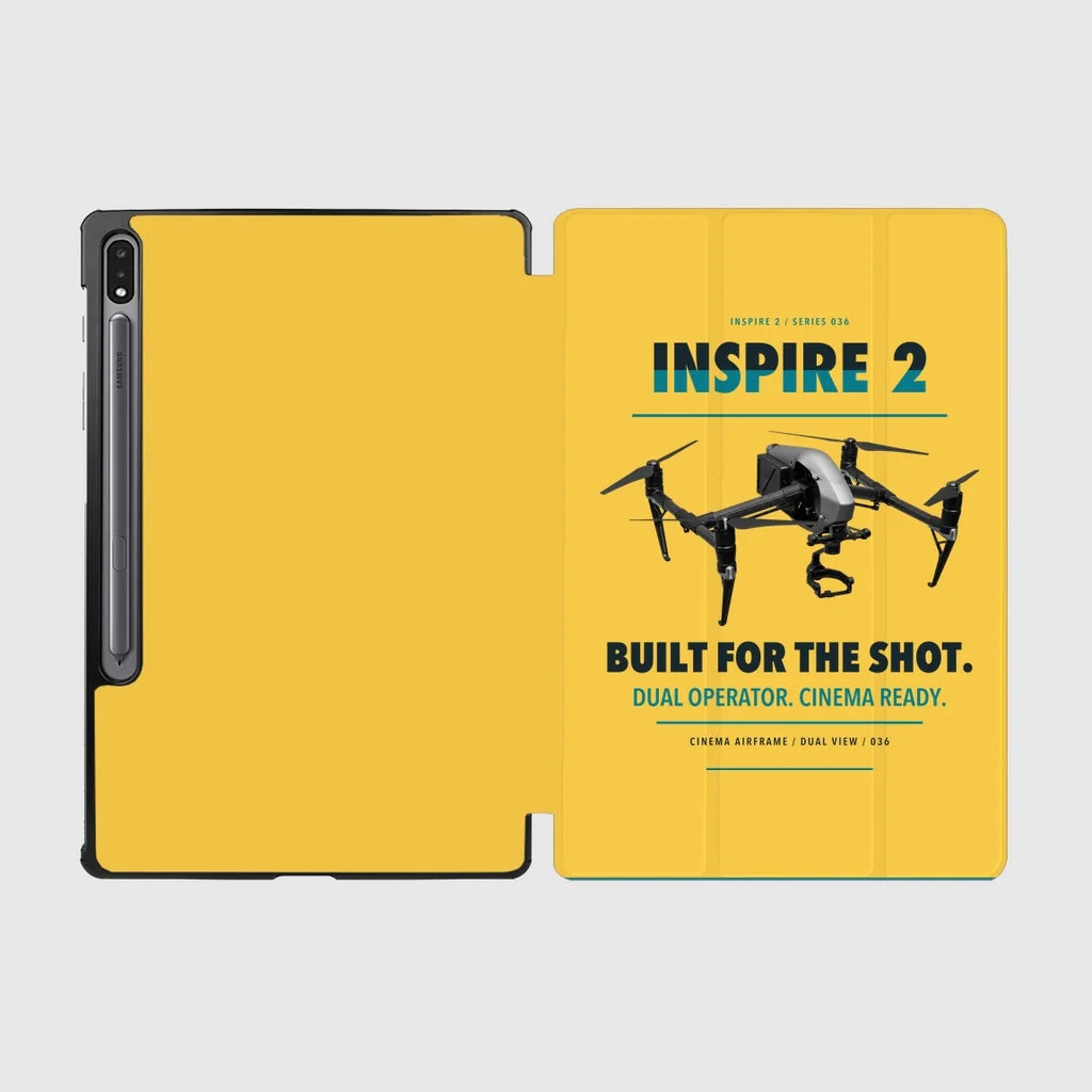DJI Inspire 2 design on yellow samsung tablet tablet case