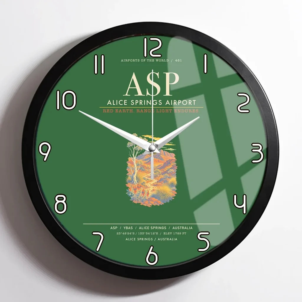 Alice Springs Airport ASP Wall-Clock Framed - Green