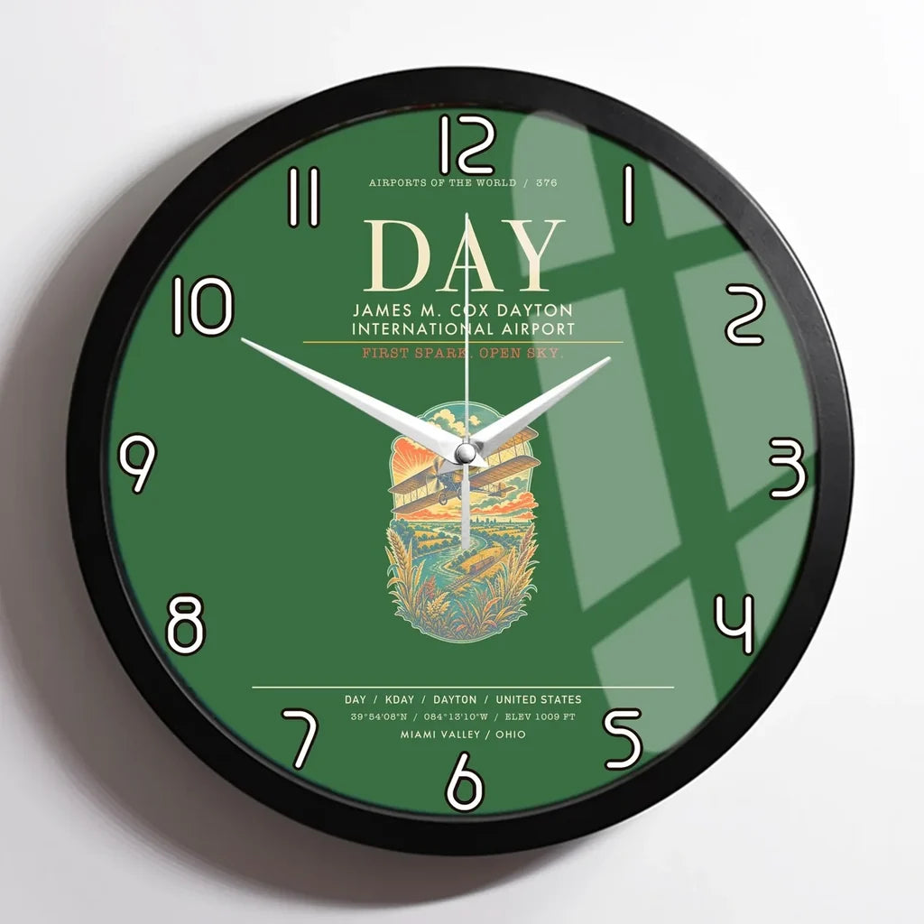 James M. Cox Dayton International Airport DAY Wall-Clock Framed - Green