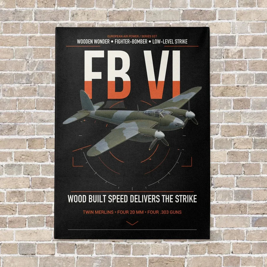 de Havilland Mosquito FB VI vertical canvas print - no frame - black background
