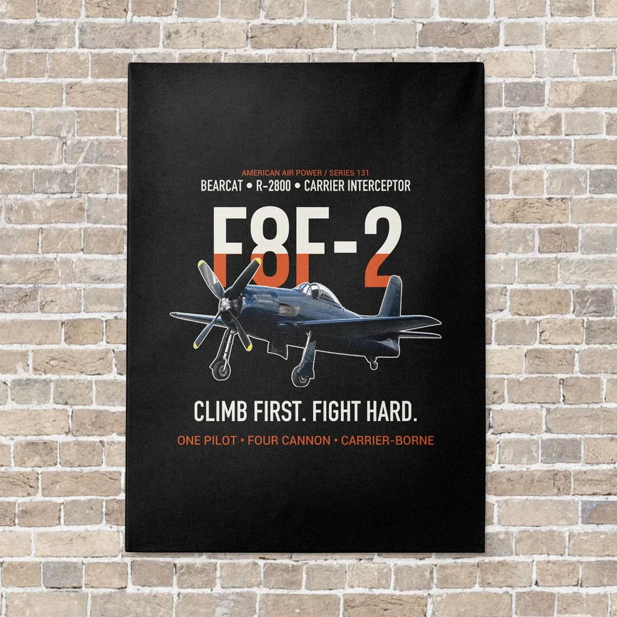 F8F-2 Bearcat Climb First Fight Hard vertical canvas print - no frame - black background