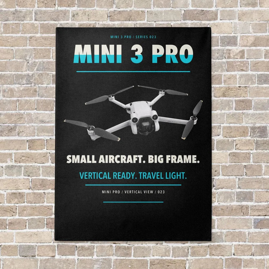 DJI Mini 3 Pro vertical canvas print - no frame - black background
