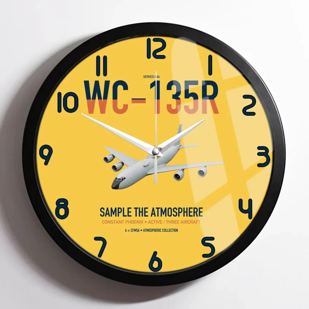 WC-135R Constant Phoenix design on yellow framed wall clock