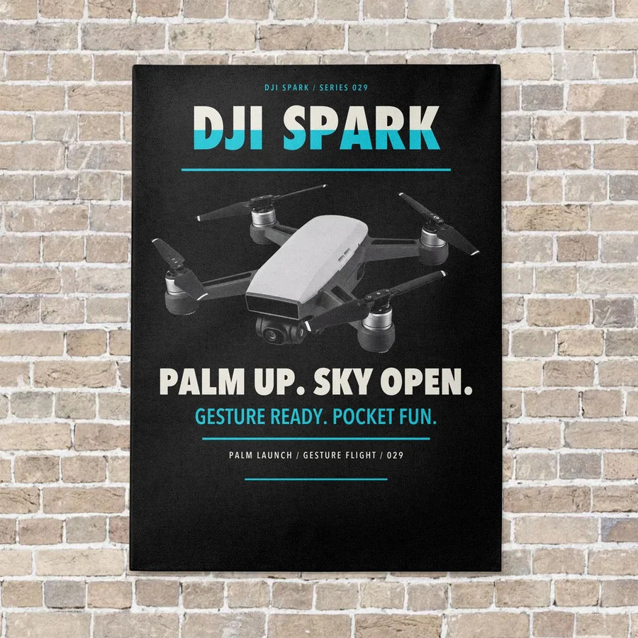 DJI Spark vertical canvas print - no frame - black background