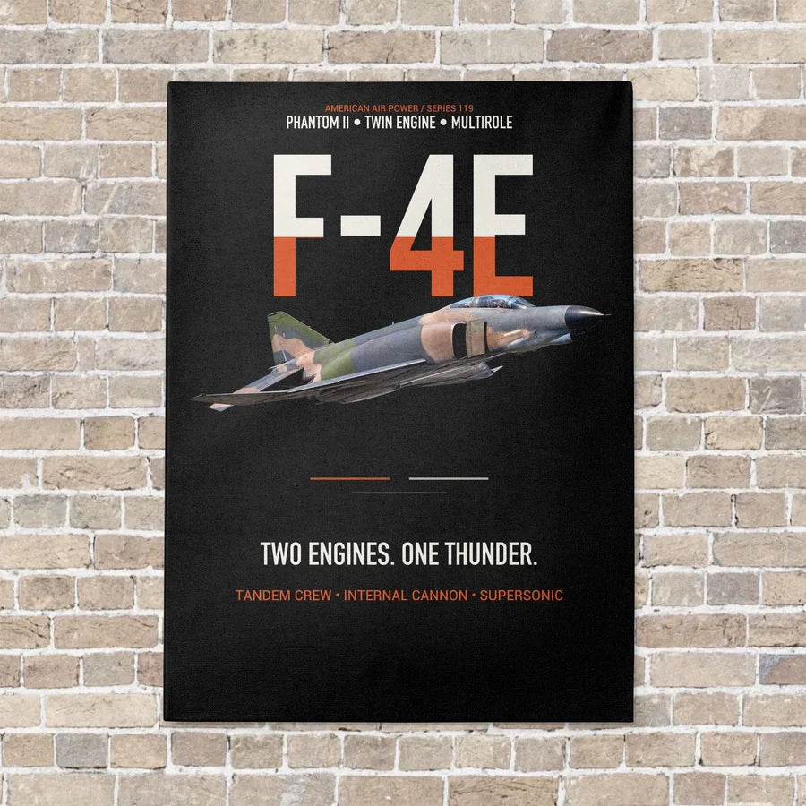 F-4E Phantom II Two Engines One Thunder vertical canvas print - no frame - black background