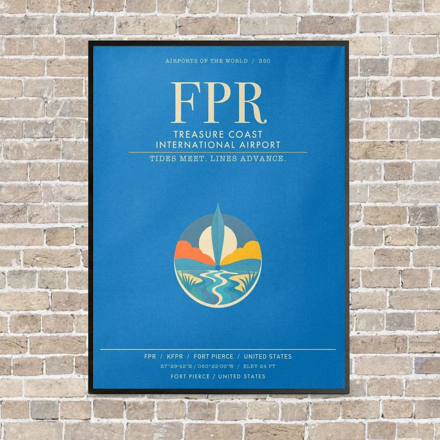 Treasure Coast International Airport FPR - Canvas Framed - Turquoise