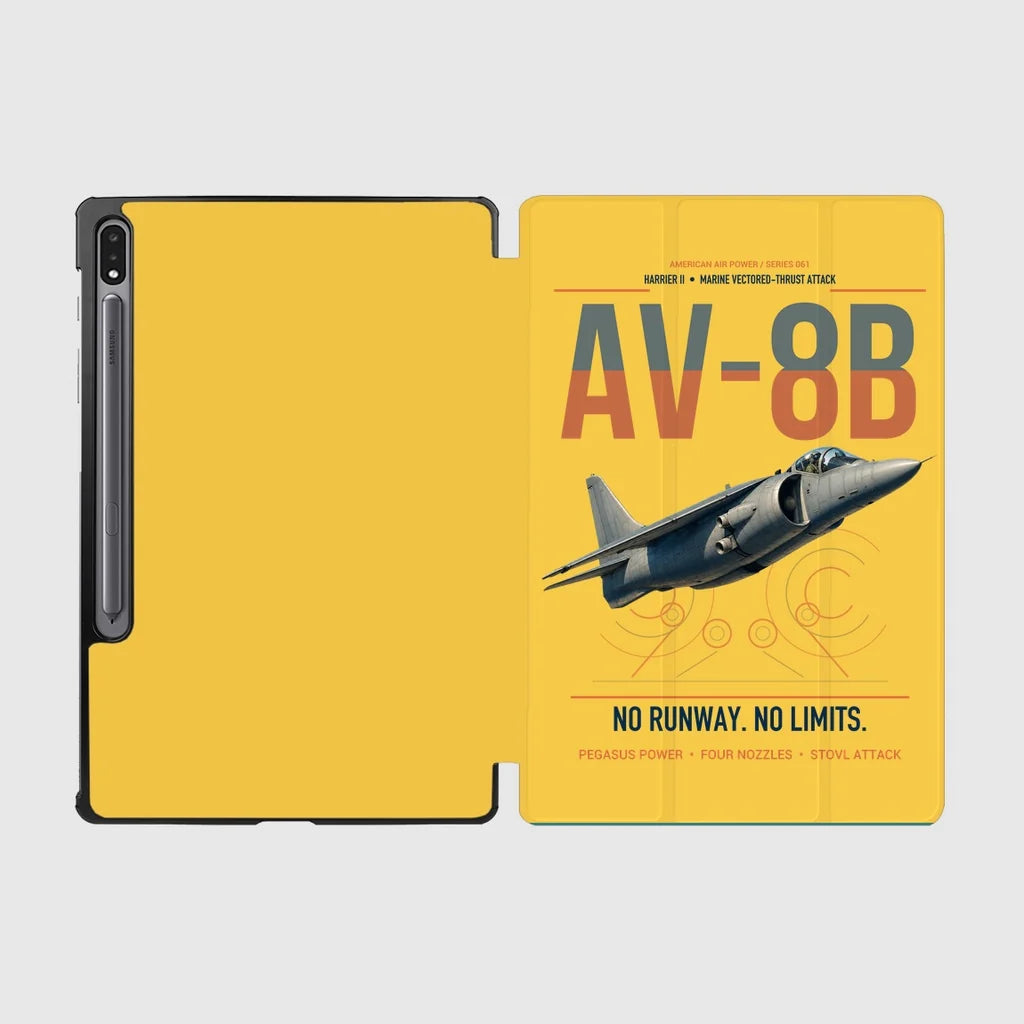 AV-8B Harrier II design on yellow samsung tablet tablet case