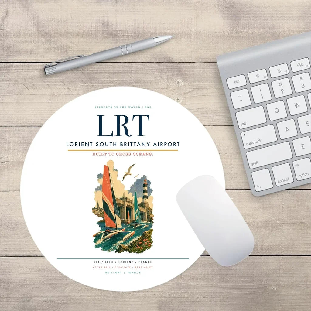 Lorient South Brittany Airport (LRT) design on white round mouse pad