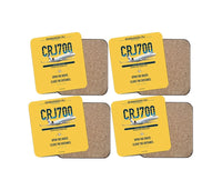Thumbnail for Bombardier CRJ700 design on yellow 4 pieces set coaster