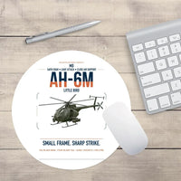 Thumbnail for MD AH-6M Little Bird design on white round mouse pad