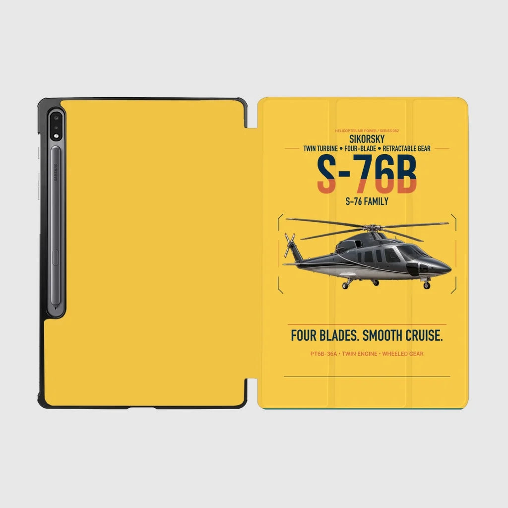 Sikorsky S-76B design on yellow samsung tablet tablet case
