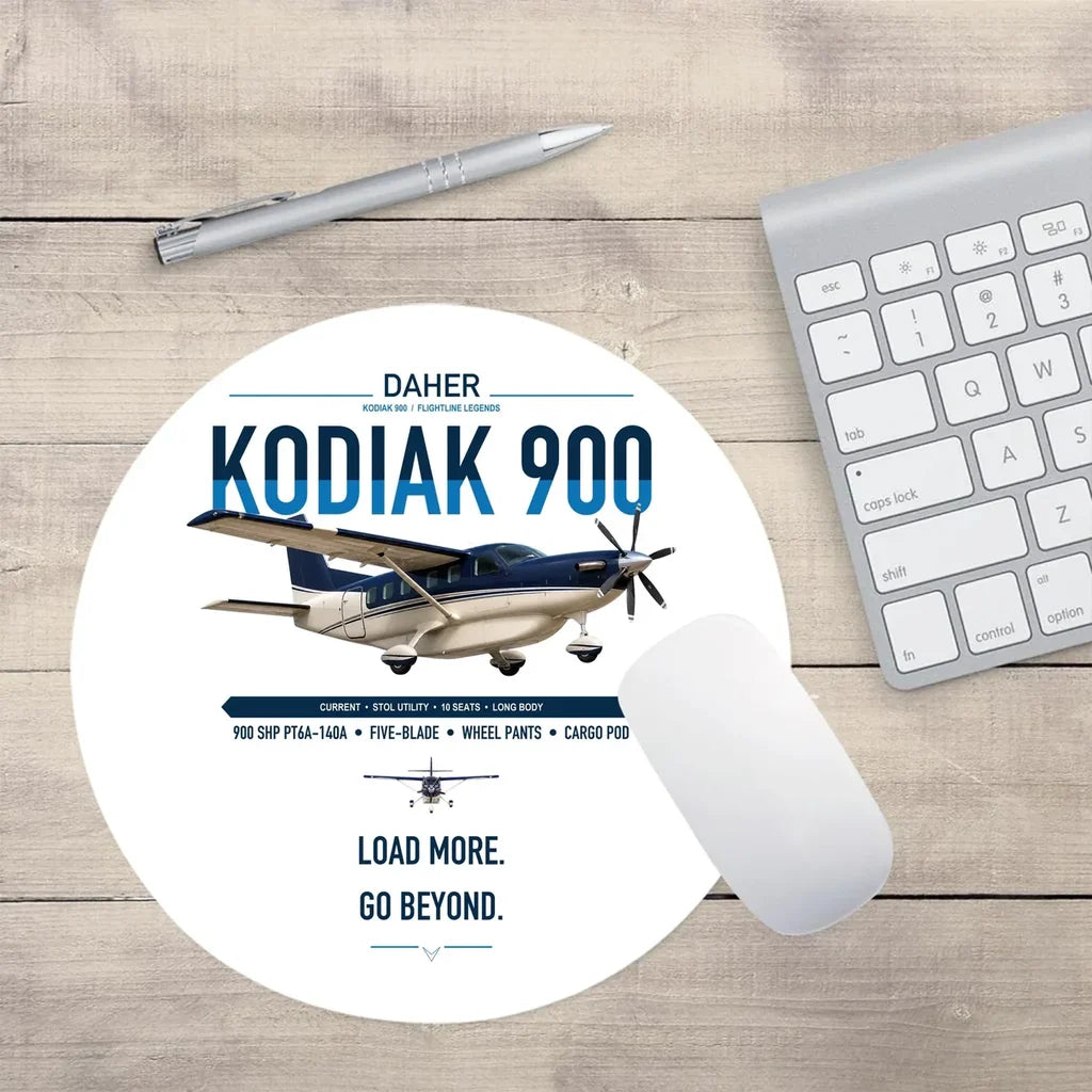 Daher Kodiak 900 design on white round mouse pad