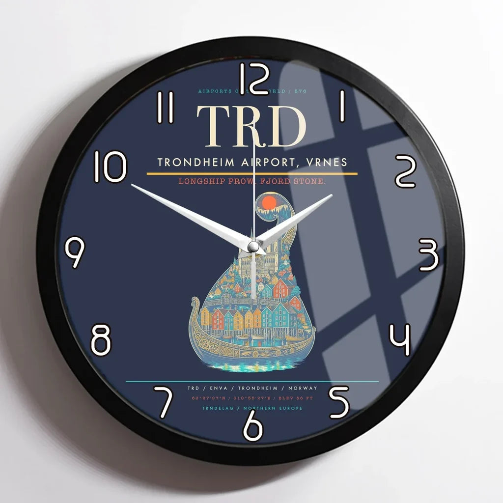 Trondheim Airport Vrnes TRD Wall-Clock Framed - Navy Blue