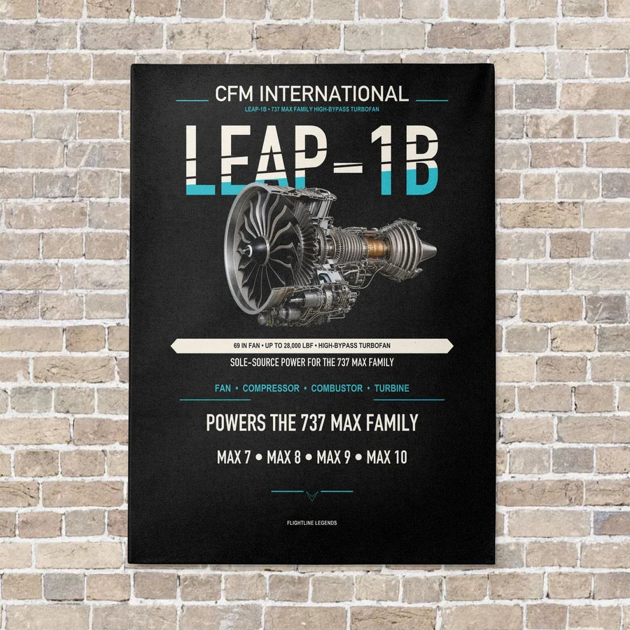 CFM LEAP-1B vertical canvas print - no frame - black background