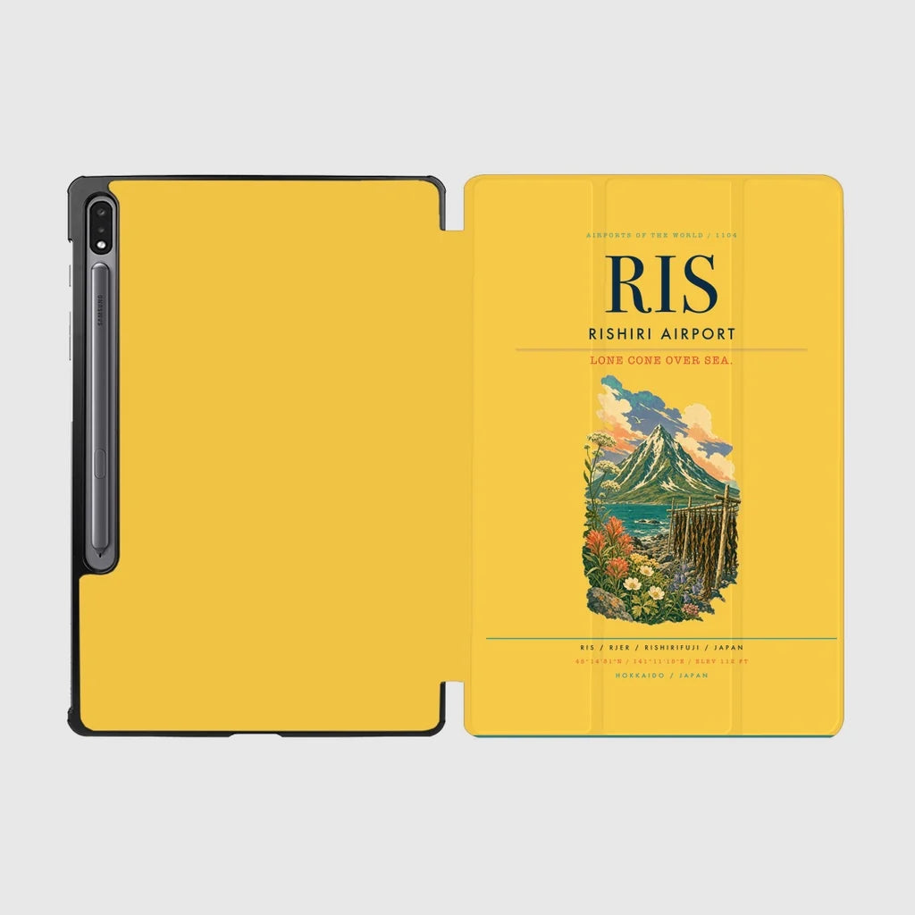 Rishiri Airport (RIS) design on yellow samsung tablet tablet case