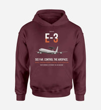 Thumbnail for E-3 Sentry AWACS design on dark red double-side hoodie, single-side print