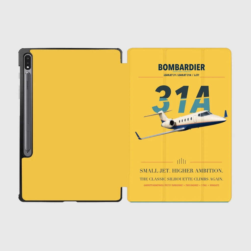 Bombardier Learjet 31A design on yellow samsung tablet tablet case