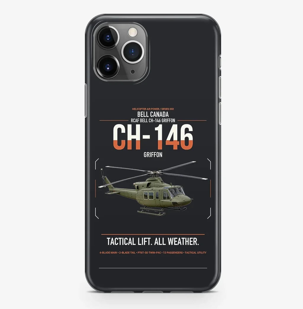 Bell Canada CH-146 Griffon design on black magsafe iphone case, for iPhone Pro Max