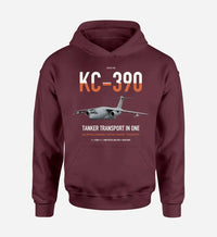 Thumbnail for Embraer KC-390 Millennium design on dark red double-side hoodie, single-side print