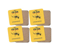 Thumbnail for Sikorsky CH-54A Tarhe design on yellow 4 pieces set coaster