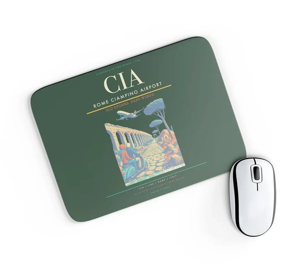 Rome Ciampino Airport CIA Mouse-Pad Rectangle - Dark Green
