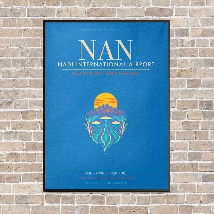 Nadi International Airport NAN - Canvas Framed - Turquoise