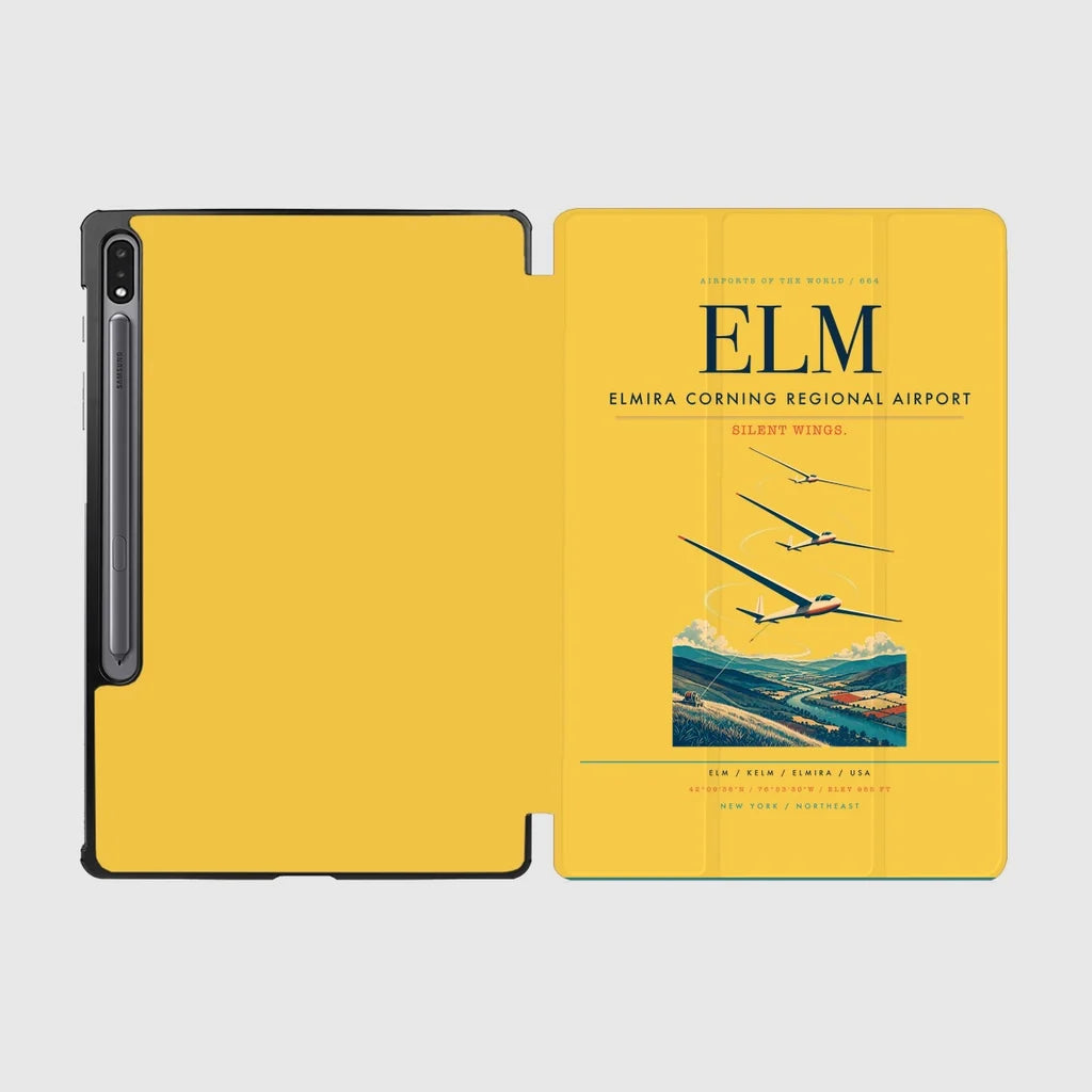Elmira Corning Regional Airport (ELM) design on yellow samsung tablet tablet case