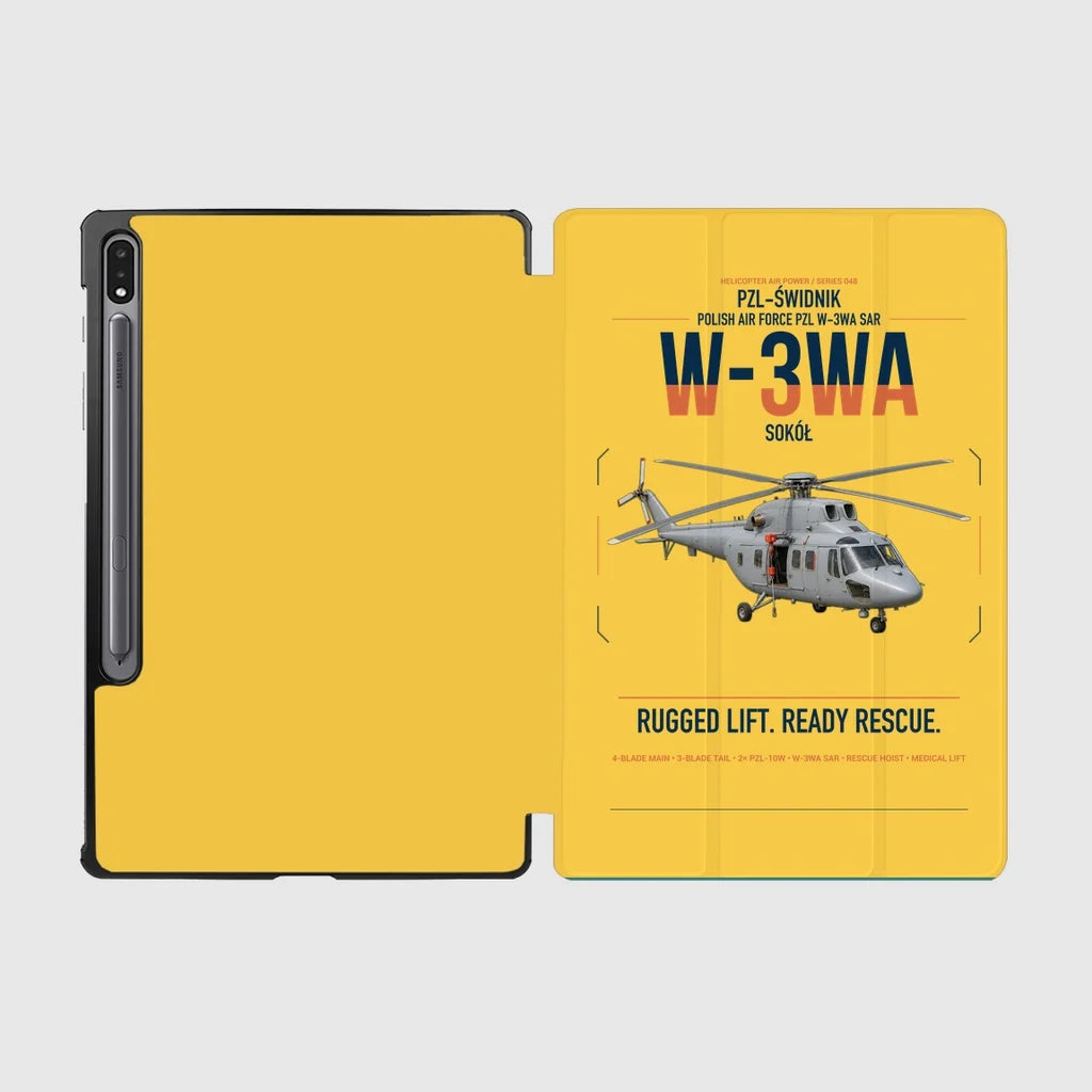 PZL-Świdnik W-3WA Sokół design on yellow samsung tablet tablet case