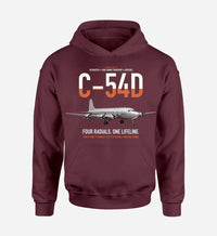 Thumbnail for C-54D Skymaster design on dark red double-side hoodie, single-side print