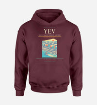 Thumbnail for Inuvik (Mike Zubko) Airport (YEV) design on dark red hoodie single-side print