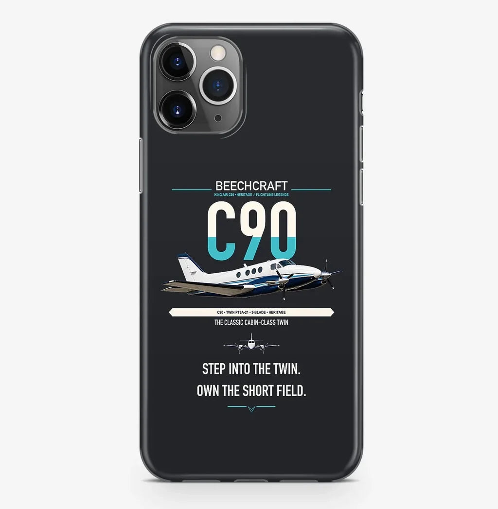 Beechcraft King Air C90 design on black magsafe iphone case, for iPhone Pro Max