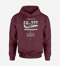 Thumbnail for Fairchild Hiller FH-227B design on dark red hoodie single side