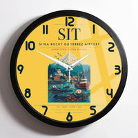 Thumbnail for Sitka Rocky Gutierrez Airport (SIT) design on yellow framed wall clock