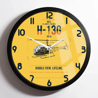 Thumbnail for Bell H-13G Sioux design on yellow framed wall clock