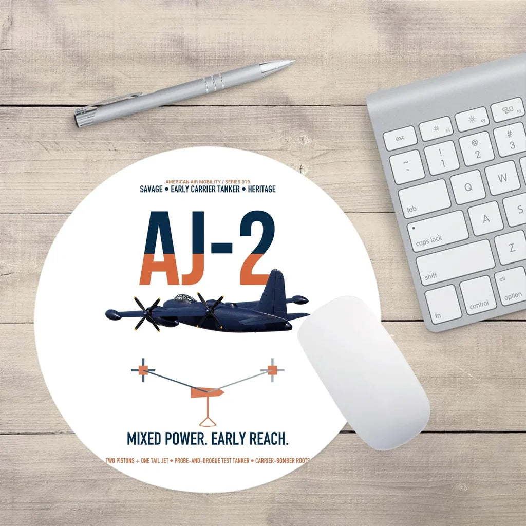 AJ-2 Savage Tanker design on white round mouse pad