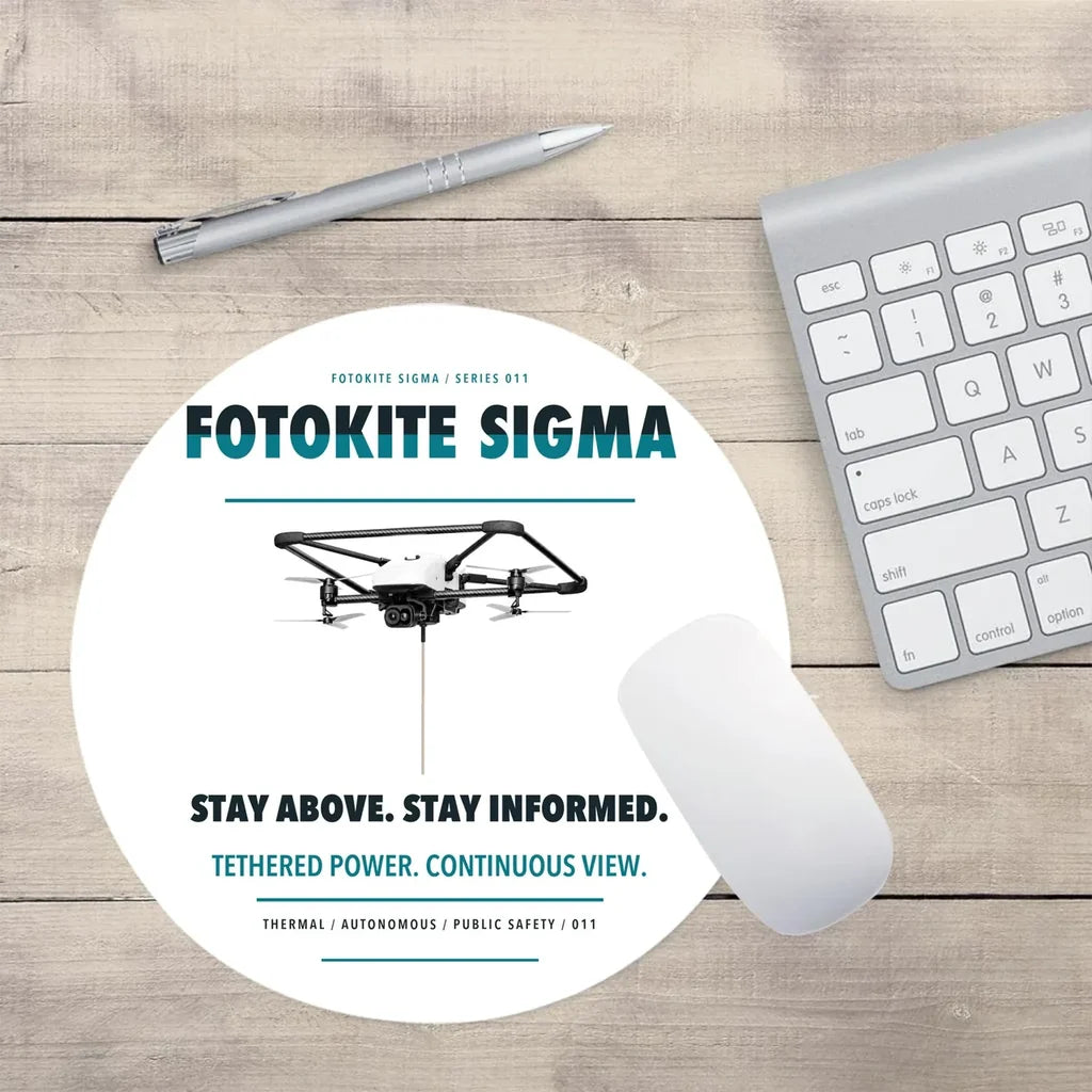 Fotokite Sigma design on white round mouse pad