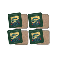 Thumbnail for The Tea Terrace Overflight - Designed Coasters design on dark green 4-pieces-set