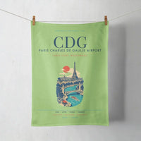 Thumbnail for Paris Charles de Gaulle Airport (CDG) design on light green towel