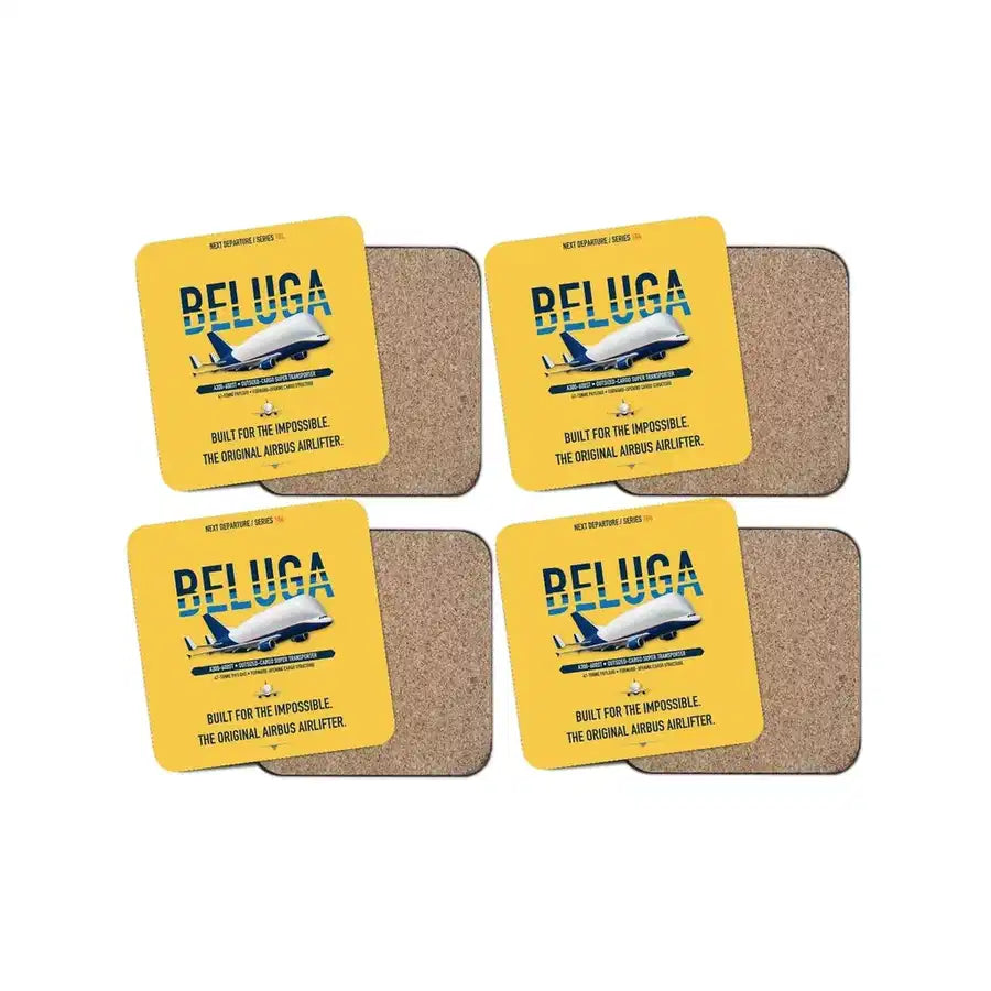 Airbus A300-600ST BelugaST design on yellow 4 pieces set coaster