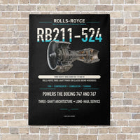 Thumbnail for RB211-524 vertical canvas print - no frame - black background