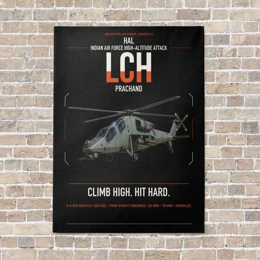 HAL LCH Prachand vertical canvas print - no frame - black background