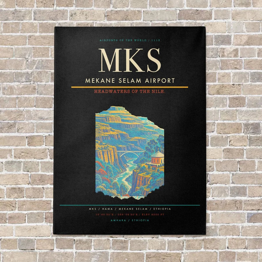 Mekane Selam Airport MKS - Canvas No Frame - Black