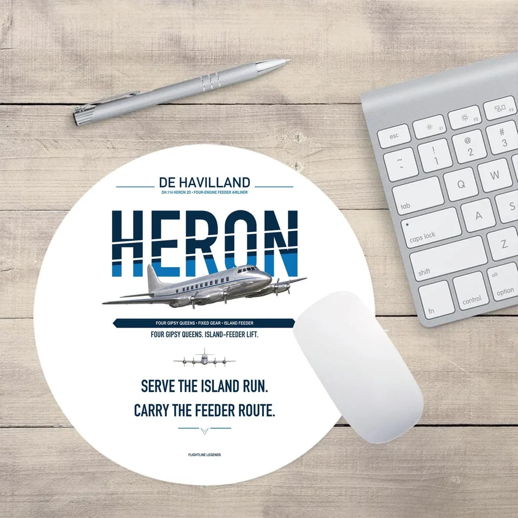 de Havilland DH.114 Heron 2D design on white round mouse pad