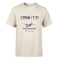 Thumbnail for Airbus C295M T.21 design on beige double-side t-shirt, single-side print