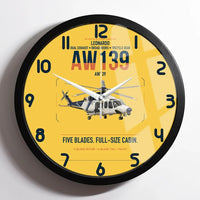Thumbnail for Leonardo AW139 design on yellow framed wall clock