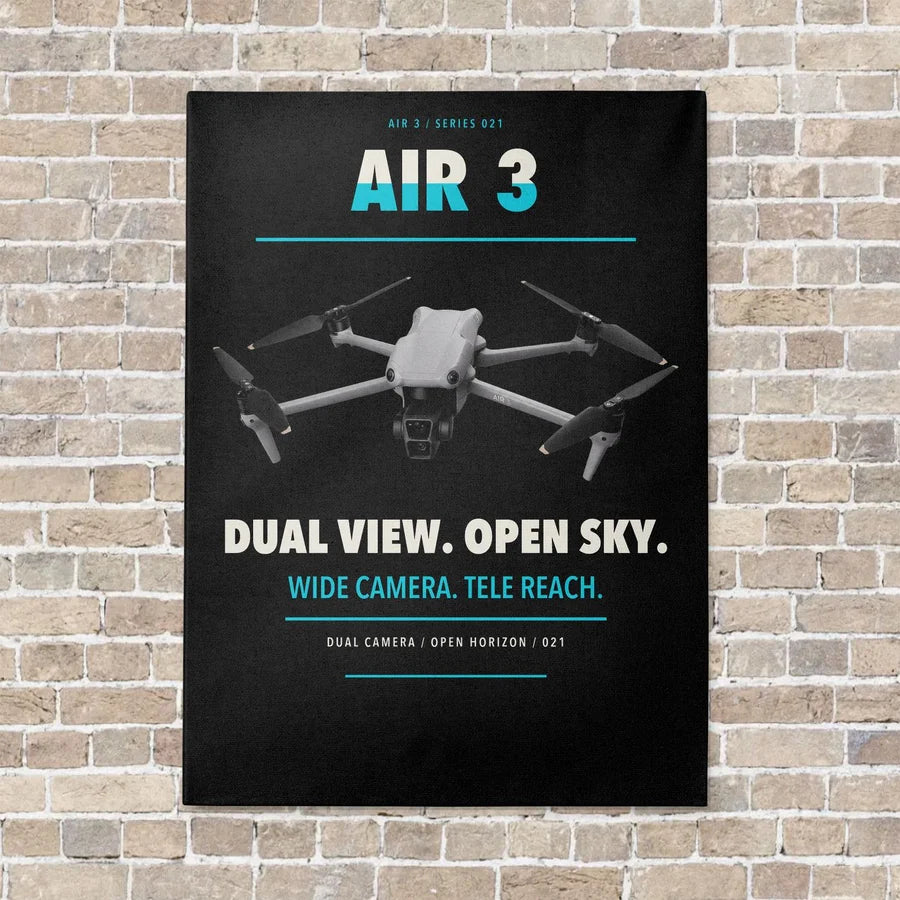 DJI Air 3 vertical canvas print - no frame - black background