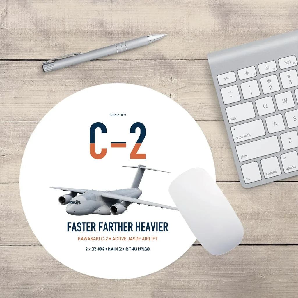 Kawasaki C-2 design on white round mouse pad