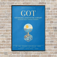 Thumbnail for Goteborg Landvetter Airport GOT - Canvas Framed - Turquoise